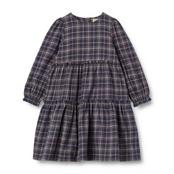 Wheat dress L/S Fanny - Navy chech